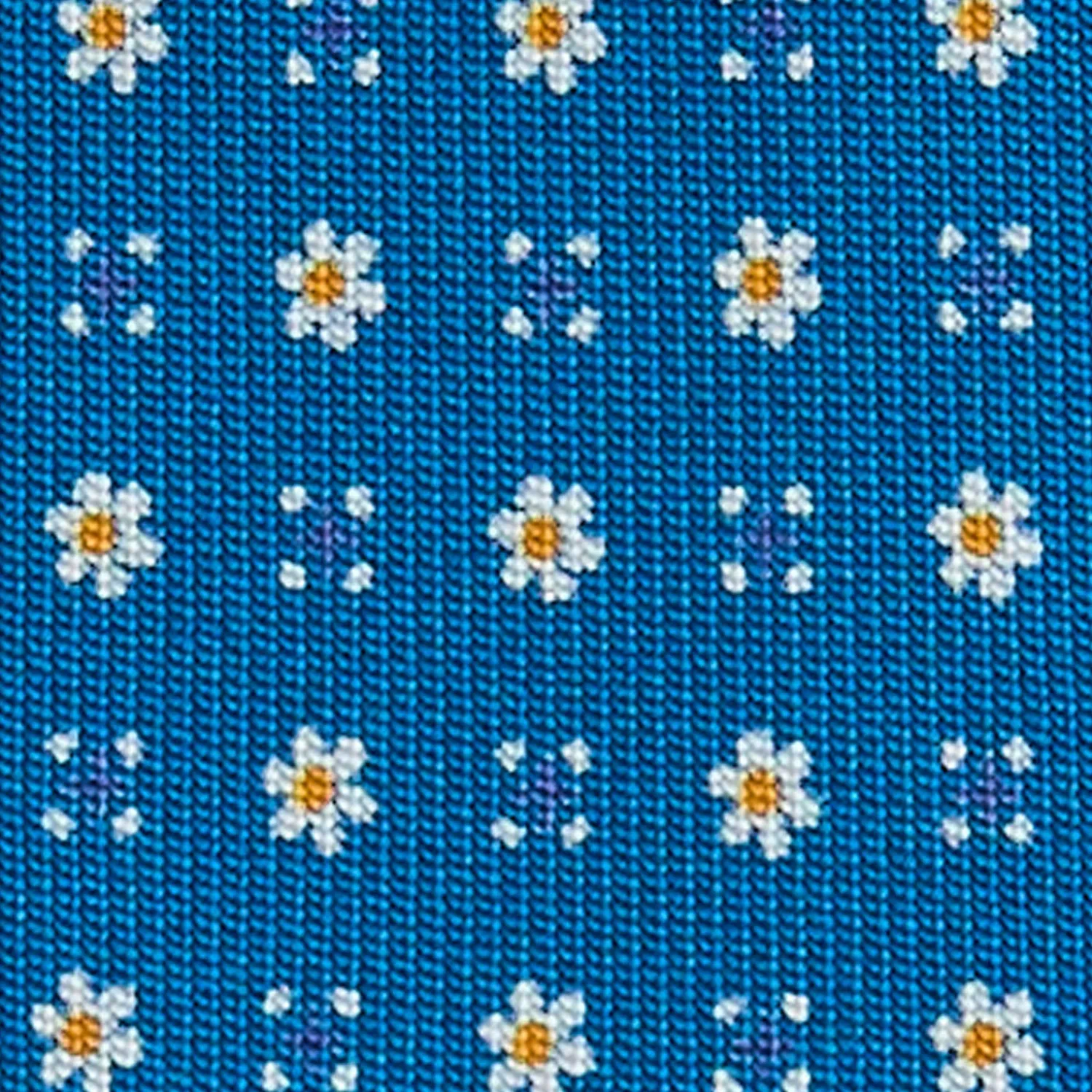 E.Marinella CRAVATTE|Cravatte 5 Pieghe|CRAVATTA SARTORIALE 5 PIEGHE IN SETA BLU MEDIO Microfantasia fiore
