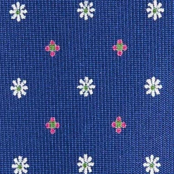 E.Marinella CRAVATTE|Cravatte 5 Pieghe|CRAVATTA SARTORIALE 5 PIEGHE IN SETA BLUETTE Microfantasia fiore