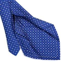 E.Marinella CRAVATTE|Cravatte 5 Pieghe|CRAVATTA SARTORIALE 5 PIEGHE IN SETA BLUETTE Microfantasia fiore
