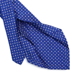 E.Marinella CRAVATTE|Cravatte 5 Pieghe|CRAVATTA SARTORIALE 5 PIEGHE IN SETA BLUETTE Microfantasia fiore