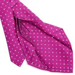 E.Marinella CRAVATTE|Cravatte 5 Pieghe|CRAVATTA SARTORIALE 5 PIEGHE IN SETA FUCSIA Microfantasia fiore
