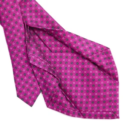 E.Marinella CRAVATTE|Cravatte 5 Pieghe|CRAVATTA SARTORIALE 5 PIEGHE IN SETA FUCSIA Microfantasia fiore