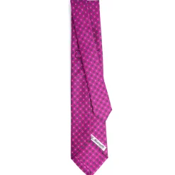 E.Marinella CRAVATTE|Cravatte 5 Pieghe|CRAVATTA SARTORIALE 5 PIEGHE IN SETA FUCSIA Microfantasia fiore
