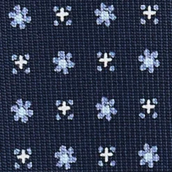 E.Marinella CRAVATTE|Cravatte 5 Pieghe|CRAVATTA SARTORIALE 5 PIEGHE IN SETA BLU SCUROMicrofantasia fiore