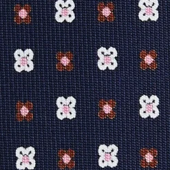E.Marinella CRAVATTE|Cravatte 5 Pieghe|CRAVATTA SARTORIALE 5 PIEGHE IN SETA BLU SCUROMicrofantasia fiore