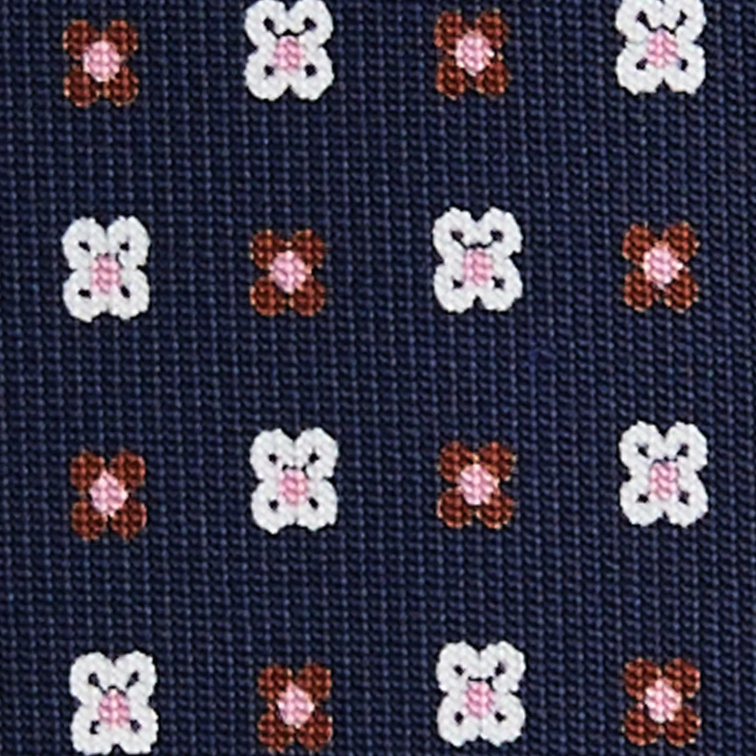E.Marinella CRAVATTE|Cravatte 5 Pieghe|CRAVATTA SARTORIALE 5 PIEGHE IN SETA BLU SCUROMicrofantasia fiore