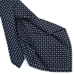 E.Marinella CRAVATTE|Cravatte 5 Pieghe|CRAVATTA SARTORIALE 5 PIEGHE IN SETA BLU SCUROMicrofantasia fiore