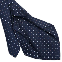 E.Marinella CRAVATTE|Cravatte 5 Pieghe|CRAVATTA SARTORIALE 5 PIEGHE IN SETA BLU SCUROMicrofantasia fiore