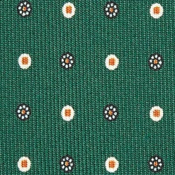 E.Marinella CRAVATTE|Cravatte 5 Pieghe|CRAVATTA SARTORIALE 5 PIEGHE IN SETA VERDE SCURO Microfantasia fiore