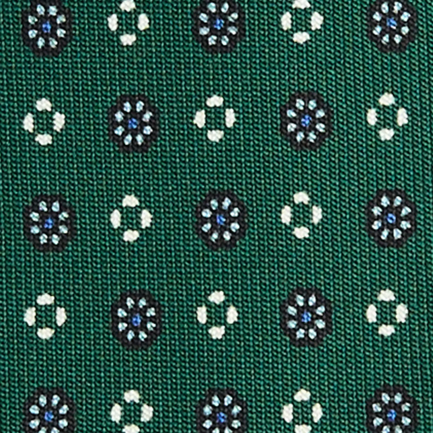 E.Marinella CRAVATTE|Cravatte 5 Pieghe|CRAVATTA SARTORIALE 5 PIEGHE IN SETA VERDE SCURO Microfantasia fiore