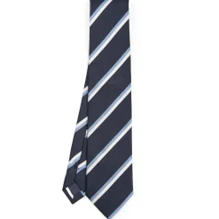 E.Marinella CRAVATTE|Cravatte Regimental E Rigate|CRAVATTA SARTORIALE RIGATA In seta blu scuro