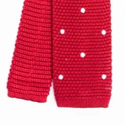 E.Marinella CRAVATTE|Cravatte In Garza E Tricot|CRAVATTA SARTORIALE TRICOT IN SETA ROSSA Pois