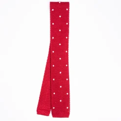 E.Marinella CRAVATTE|Cravatte In Garza E Tricot|CRAVATTA SARTORIALE TRICOT IN SETA ROSSA Pois