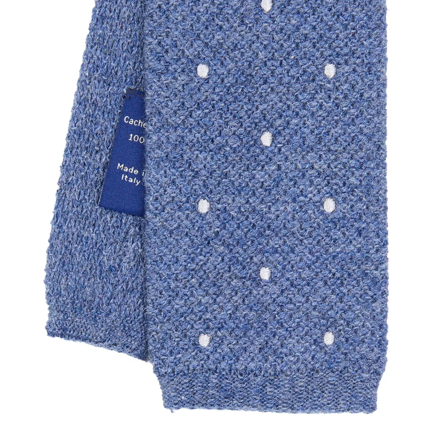 E.Marinella CRAVATTE|Cravatte In Lana E Cashmere|CRAVATTA TRICOT IN CASHMERE AZZURRO POLVERE Pois azzurro