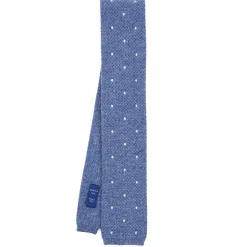 E.Marinella CRAVATTE|Cravatte In Lana E Cashmere|CRAVATTA TRICOT IN CASHMERE AZZURRO POLVERE Pois azzurro