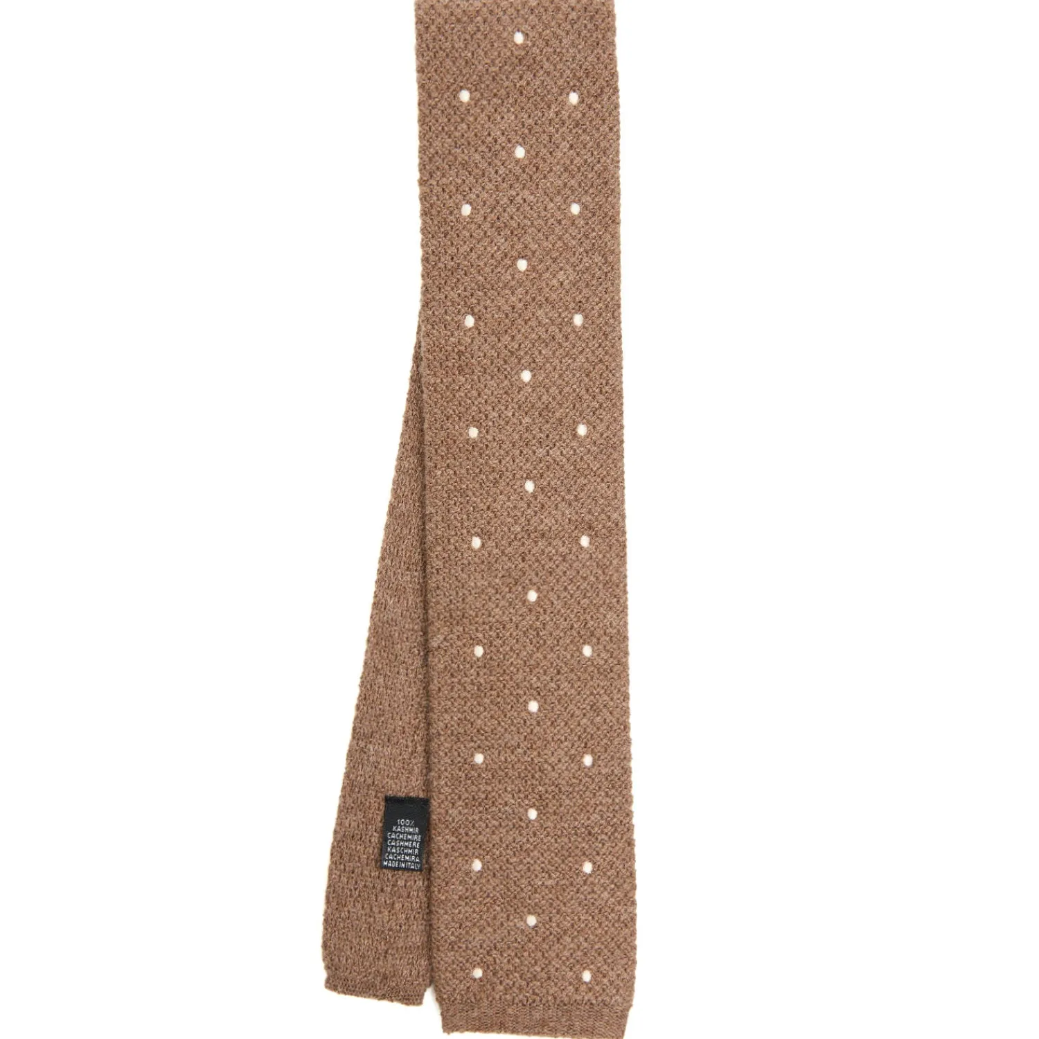 E.Marinella CRAVATTE|Cravatte In Lana E Cashmere|CRAVATTA TRICOT IN CASHMERE BEIGE Pois bianco