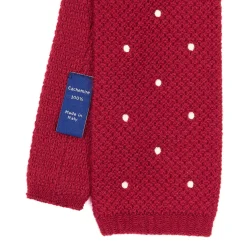 E.Marinella CRAVATTE|Cravatte In Lana E Cashmere|CRAVATTA TRICOT IN CASHMERE BORDEAUX Pois azzurro