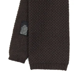 E.Marinella CRAVATTE|Cravatte Tinta Unita E Sottonodo|CRAVATTA TRICOT IN CASHMERE MARRONE SCURO Tinta unita