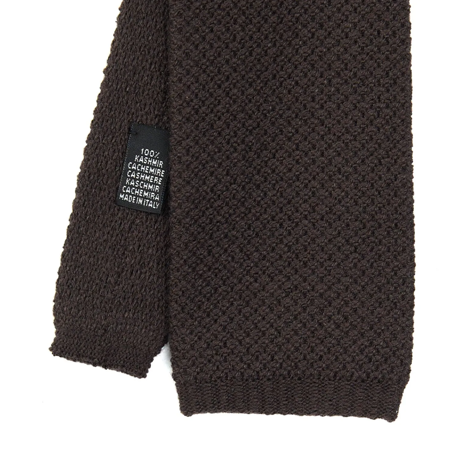 E.Marinella CRAVATTE|Cravatte Tinta Unita E Sottonodo|CRAVATTA TRICOT IN CASHMERE MARRONE SCURO Tinta unita