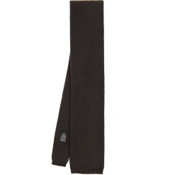 E.Marinella CRAVATTE|Cravatte Tinta Unita E Sottonodo|CRAVATTA TRICOT IN CASHMERE MARRONE SCURO Tinta unita