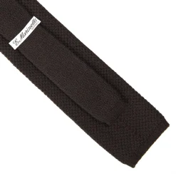 E.Marinella CRAVATTE|Cravatte Tinta Unita E Sottonodo|CRAVATTA TRICOT IN CASHMERE MARRONE SCURO Tinta unita