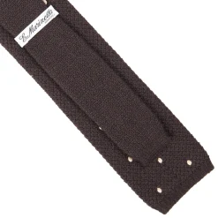 E.Marinella CRAVATTE|Cravatte In Lana E Cashmere|CRAVATTA TRICOT IN CASHMERE MARRONE SCURO Pois bianco