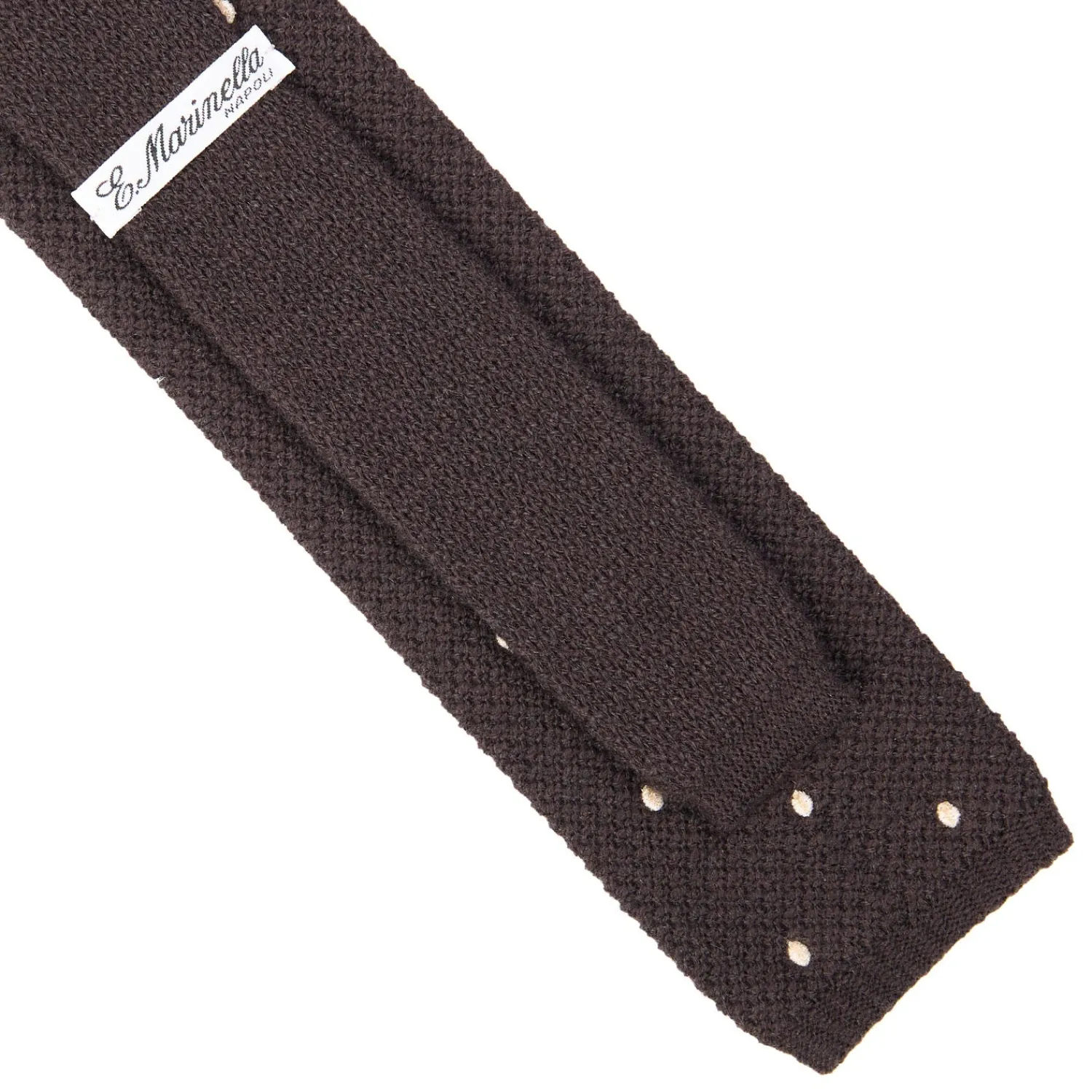 E.Marinella CRAVATTE|Cravatte In Lana E Cashmere|CRAVATTA TRICOT IN CASHMERE MARRONE SCURO Pois bianco