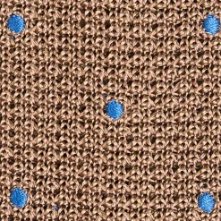 E.Marinella CRAVATTE|Cravatte In Garza E Tricot|CRAVATTA TRICOT IN SETA BEIGE Pois azzurro
