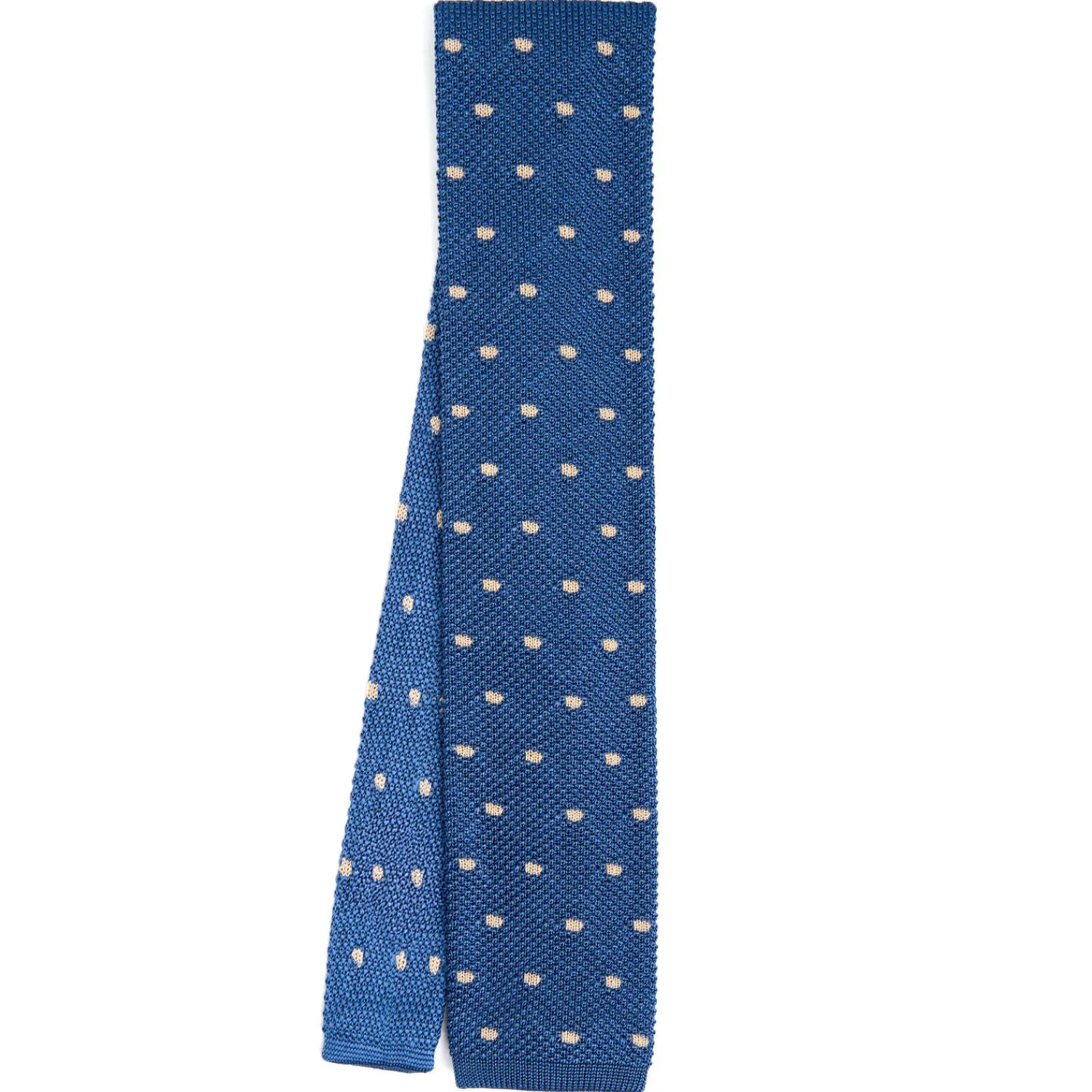 E.Marinella CRAVATTE|Cravatte In Garza E Tricot|CRAVATTA TRICOT IN SETA BLU Pois beige