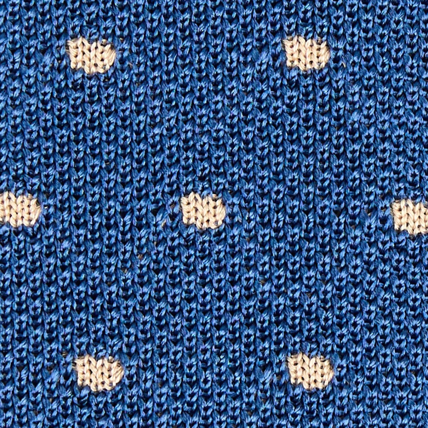 E.Marinella CRAVATTE|Cravatte In Garza E Tricot|CRAVATTA TRICOT IN SETA BLU Pois beige