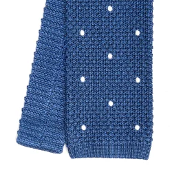 E.Marinella CRAVATTE|Cravatte Pois|CRAVATTA TRICOT IN SETA BLU Pois beige