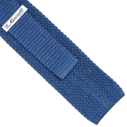 E.Marinella CRAVATTE|Cravatte Pois|CRAVATTA TRICOT IN SETA BLU Pois beige