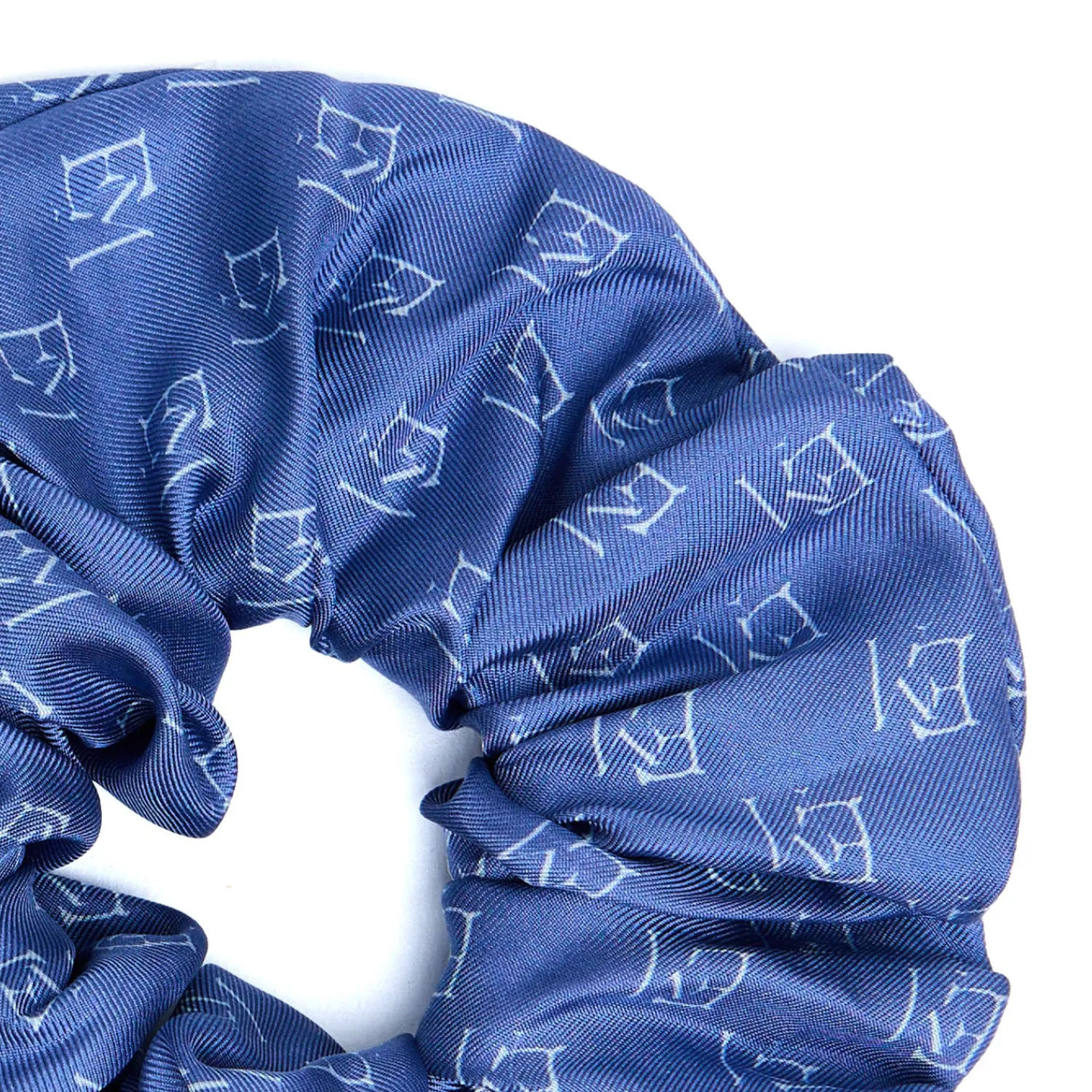 E.Marinella Fasce Ed Elastici Per Capelli|ELASTICO PER CAPELLI IN SETA BLU Em logo