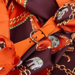 E.Marinella Ferma Foulard|FERMAFOULARD IN PELLE ARANCIONE Con fibbia argentata