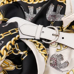 E.Marinella Ferma Foulard|FERMAFOULARD IN PELLE BIANCO Con fibbia argentata