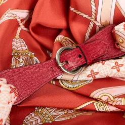 E.Marinella Ferma Foulard|FERMAFOULARD IN PELLE BORDEAUX Con fibbia argentata