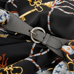 E.Marinella Ferma Foulard|FERMAFOULARD IN PELLE GRIGIO SCURO Con fibbia argentata