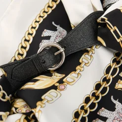 E.Marinella Ferma Foulard|FERMAFOULARD IN PELLE NERO Con fibbia argentata