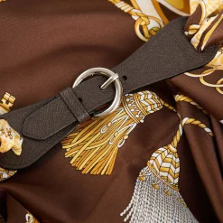 E.Marinella Ferma Foulard|FERMAFOULARD IN PELLE TESTA MORO Con fibbia argentata