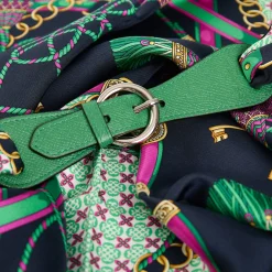 E.Marinella Ferma Foulard|FERMAFOULARD IN PELLE VERDE Con fibbia argentata