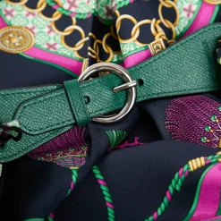 E.Marinella Ferma Foulard|FERMAFOULARD IN PELLE VERDE SCURO Con fibbia argentata