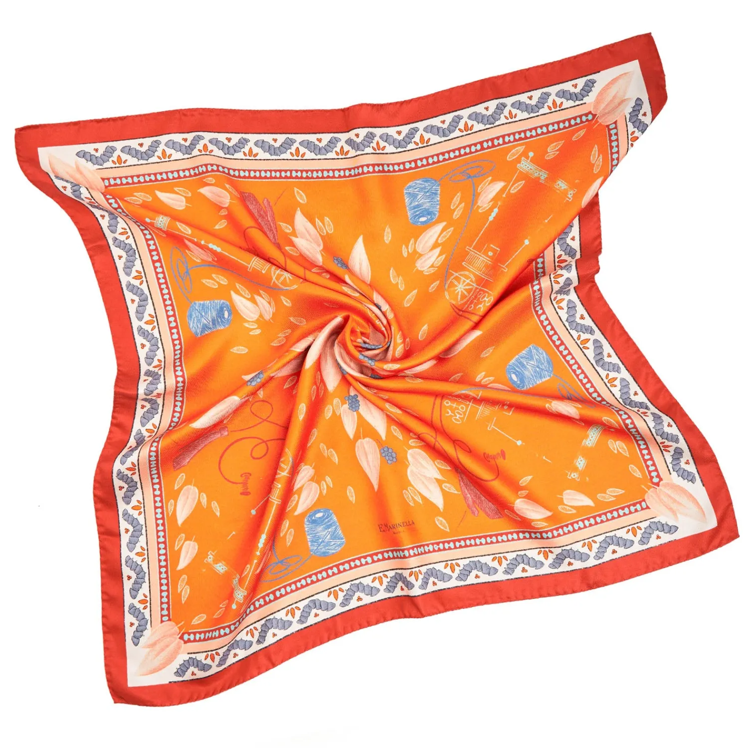 E.Marinella FOULARD|FOULARD ARANCIONE IN SETA E ORANGE FIBER Collezione orange fiber