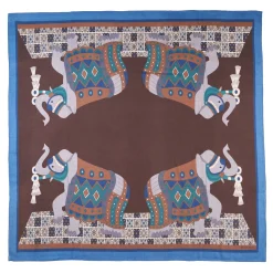 E.Marinella Sciarpe Invernali|FOULARD BLUETTE E MARRONE SCURO IN LANA Motivo etnico
