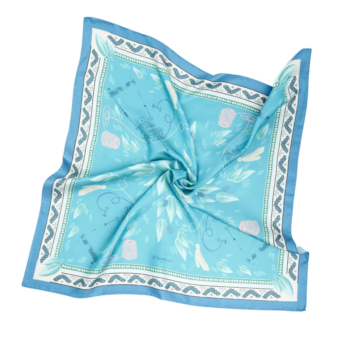 E.Marinella FOULARD|FOULARD BLU IN SETA E ORANGE FIBER Collezione orange fiber