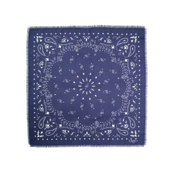 E.Marinella Sciarpe Invernali|FOULARD IN LANA, CASHMERE E SETA 65 BLU SCURO Paisley
