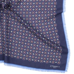E.Marinella Sciarpe Invernali|FOULARD IN LANA, CASHMERE E SETA 65 BLU SCURO Archivio inspiration 1939