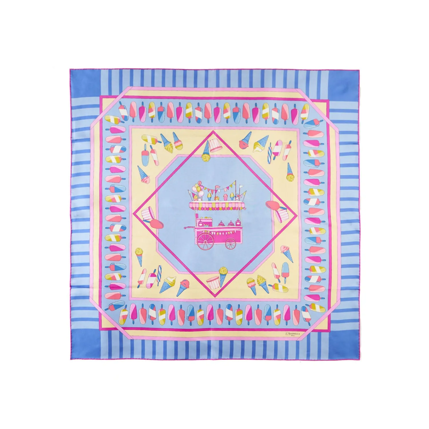 E.Marinella FOULARD|FOULARD IN SETA 90 AZZURRO La gelateria