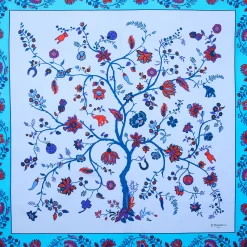 E.Marinella FOULARD|FOULARD IN SETA 90 AZZURRO L'albero della vita
