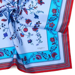 E.Marinella FOULARD|FOULARD IN SETA 90 AZZURRO L'albero della vita