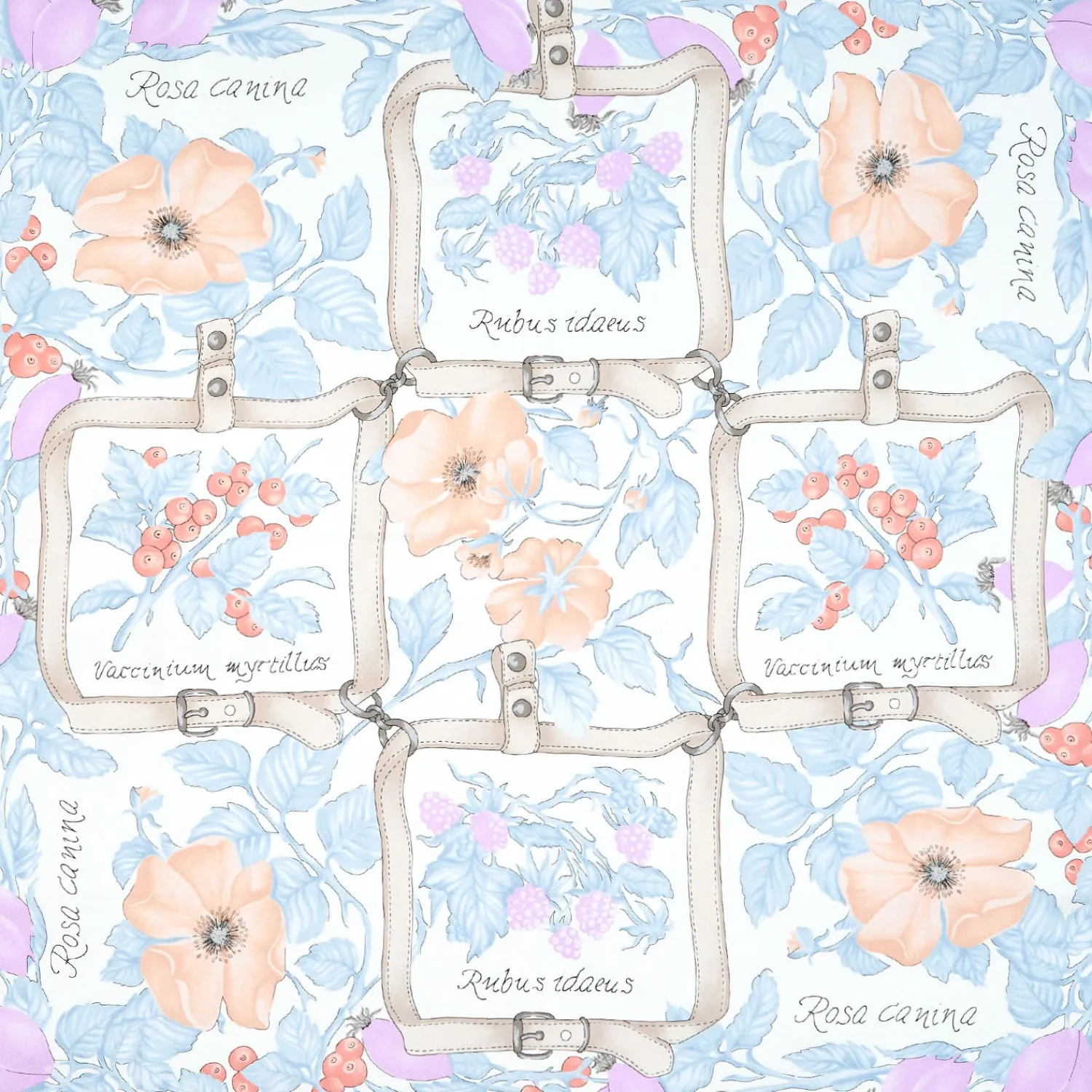 E.Marinella FOULARD|FOULARD IN SETA 90 AZZURRO La rosa canina